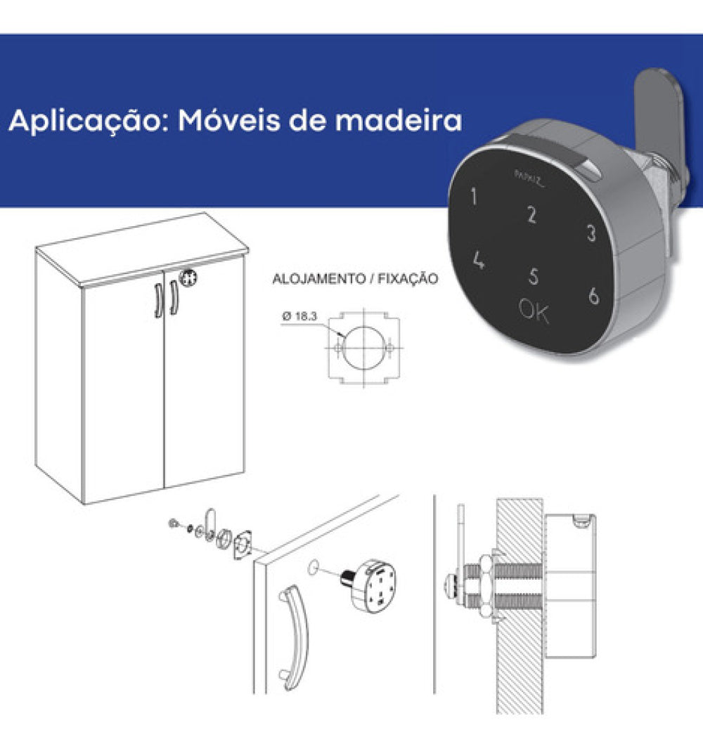 Fechadura Eletrônica Papaiz M1602 Móveis Madeira — foto 9