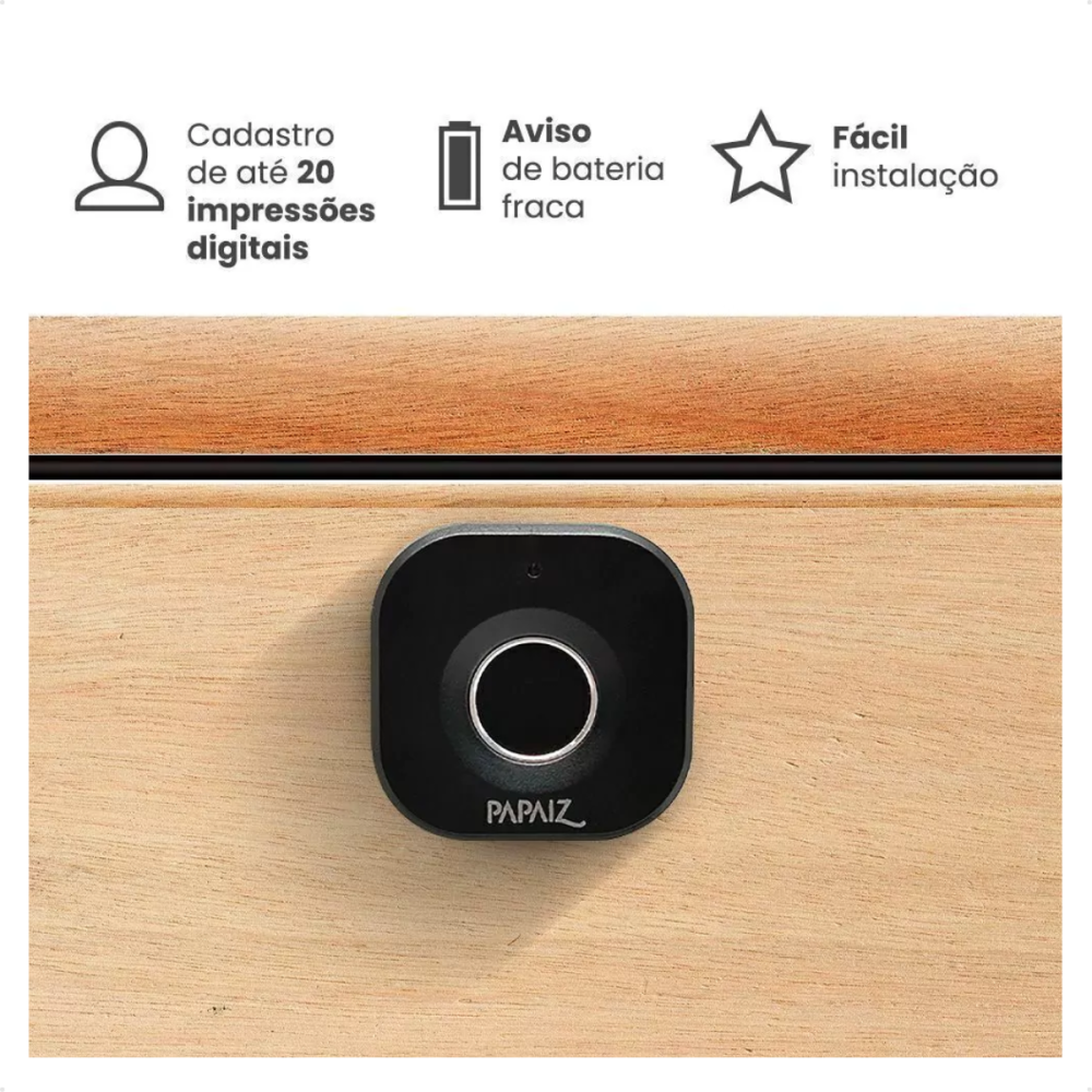 Fechadura Eletrônica para Móveis Papaiz PPZ-1001 Com Biometria — foto 6